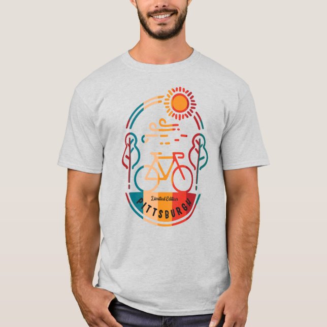 Camiseta Retro Pittsburgh Bike Trail (Frente)