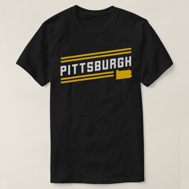 Camiseta Retro Pittsburgh City Stripes Yellow Pensilvânia (Frente do Design)