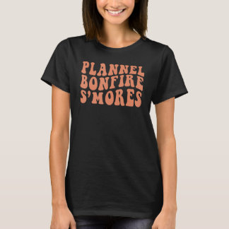 Camiseta Retro Plannel Bonfire S'mores Fall Vibes Happy Tha