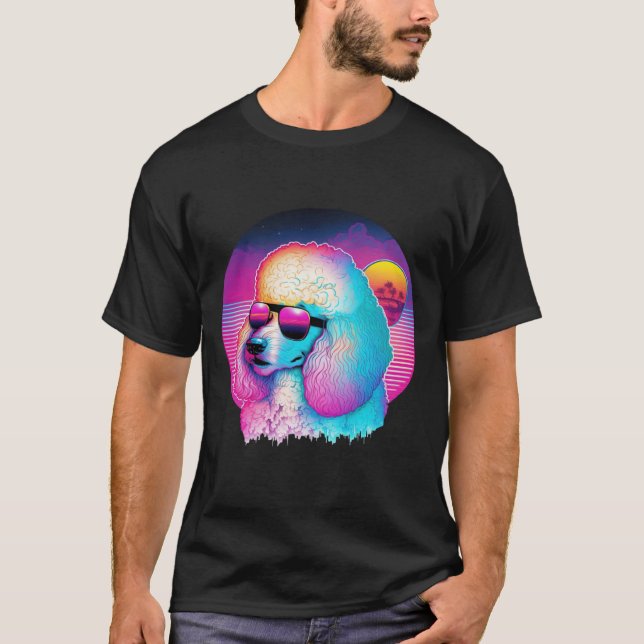 Camiseta Retro Poodle Synthwave Nights (Frente)