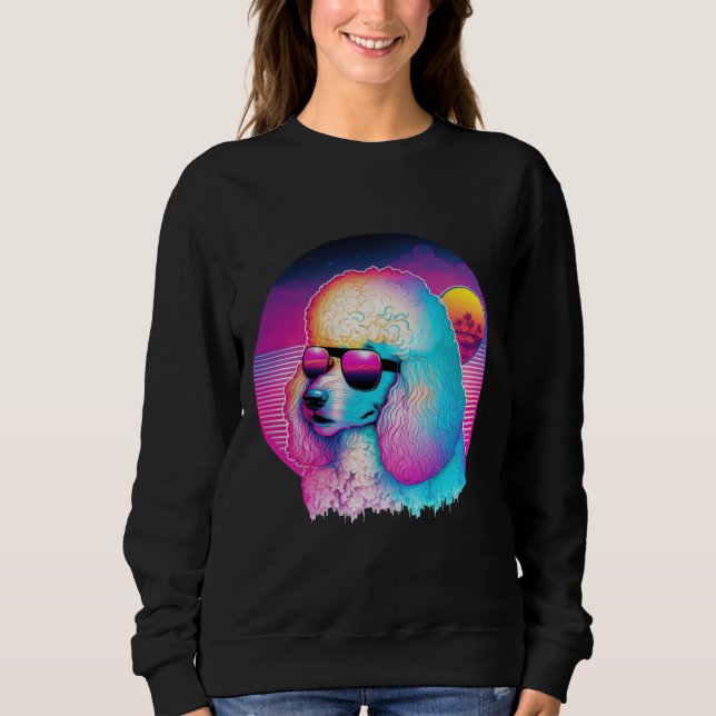 Camiseta Retro Poodle Synthwave Nights (Frente)
