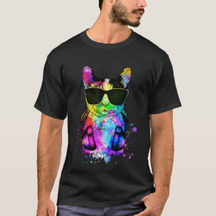 Camiseta Retro Pop Calico Cat Retrato com Fones de ouvido