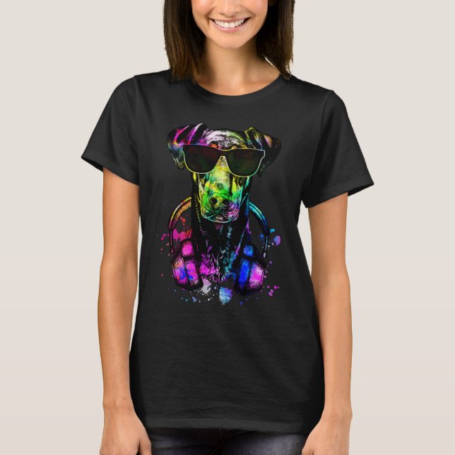 Camiseta Retro Pop Doberman Pinscher Dog Retrato com Cabeça (Frente)