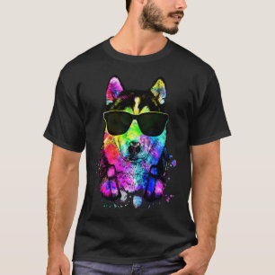 Camiseta Retro Pop Siberian Husky Dog Retrato com Cabeça