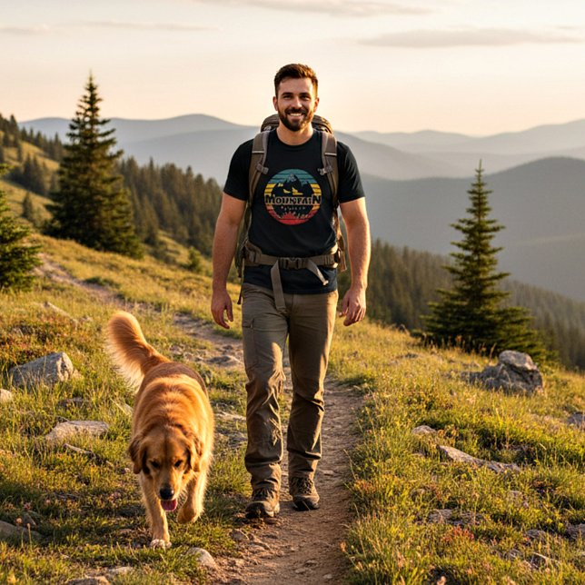 Camiseta Retro pôr do sol Montanha master (Criador carregado)