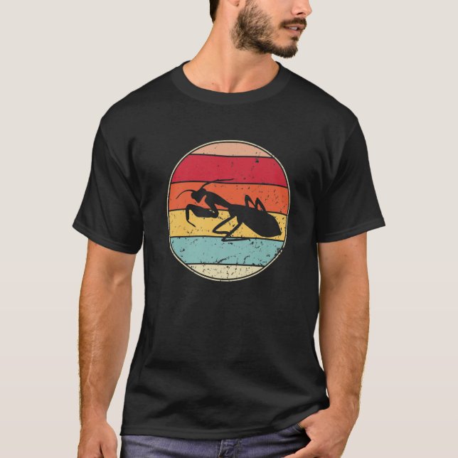Camiseta Retro Praying Mantids Insetam Lover Vintage Sunset (Frente)
