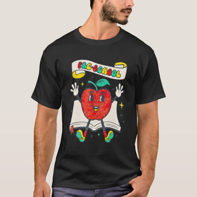 Camiseta Retro Pré-Escolar Estudante De Trendência Da Apple (Frente)