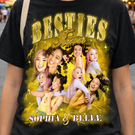 Camiseta Retro Preto Amarelo Besties Y2K Bootleg Adicionar 