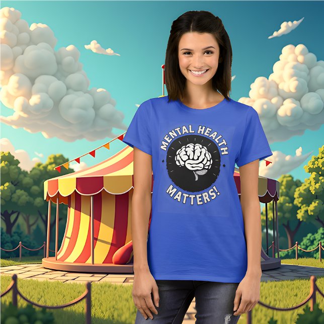 Camiseta Retro Preto e Branco: Saúde Mental Importa Mulhere (Mental Health Matters Women's t-shirt. )