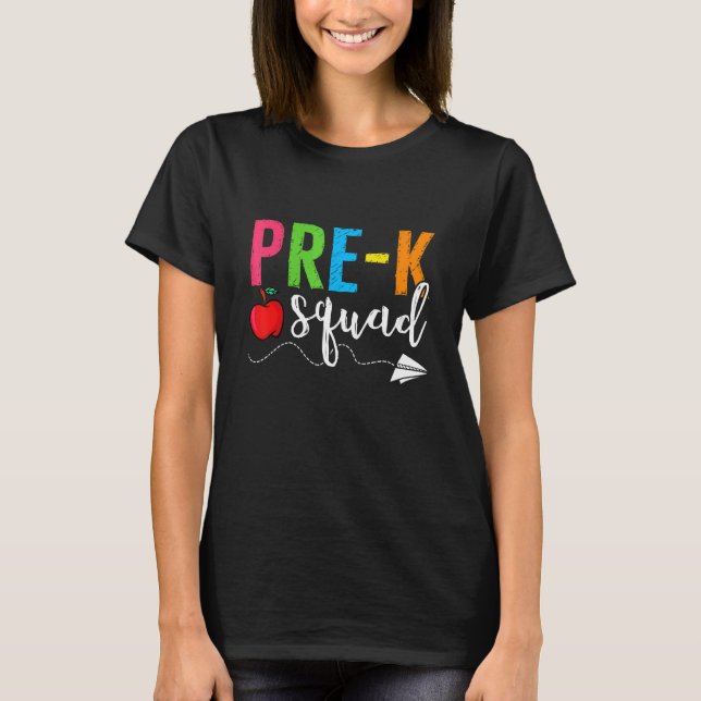 Camiseta Retro Primeiro Dia De Aula Pré K Squad De Volta à  (Frente)