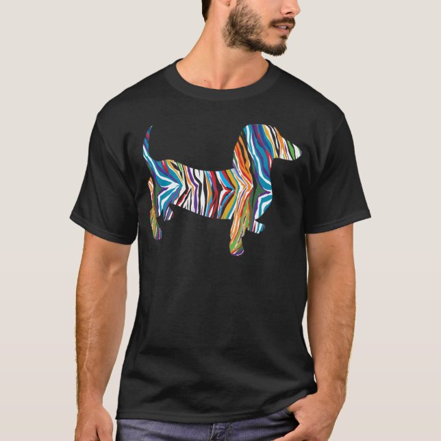 Camiseta Retro Psychedelic Dachshund (Frente)