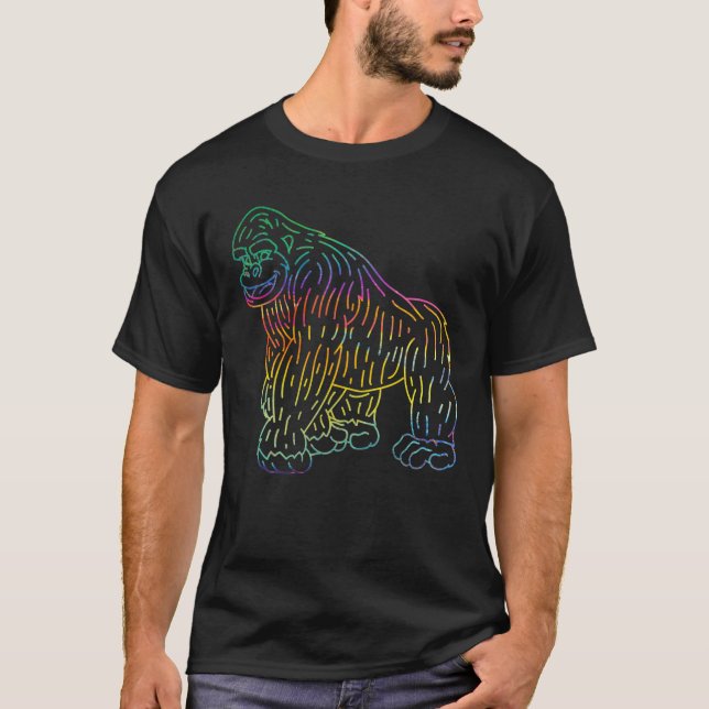 Camiseta Retro Psychedelic Gorilla Mackey Ape Wildlife Anim (Frente)