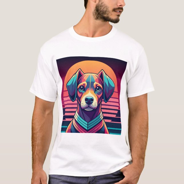 Camiseta Retro Pulse Pup 80s Sunset Vibes (Frente)