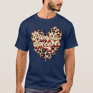 Camiseta Retro Pumpkin Spice Leopard Heart Fall Hall