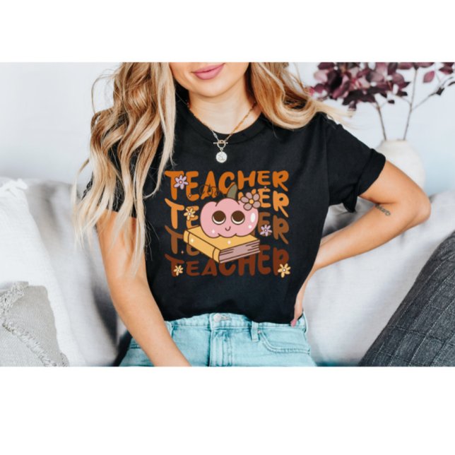 Camiseta Retro Pumpkin Teacher Queda | Sala de aulas de out (Criador carregado)