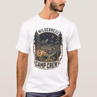 Camiseta Retro Raccoon Camping Hammock Wilderness Camp Crew