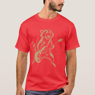 Camiseta Retro Raccoon Playing Guitar Rock Music Funny Men 