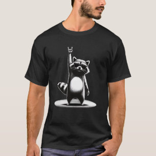 Camiseta Retro Raccoon Rock Music Gift Men Crianças Mulhere