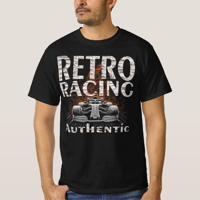 Camiseta Retro Racing Authentic fired car sport (Frente)