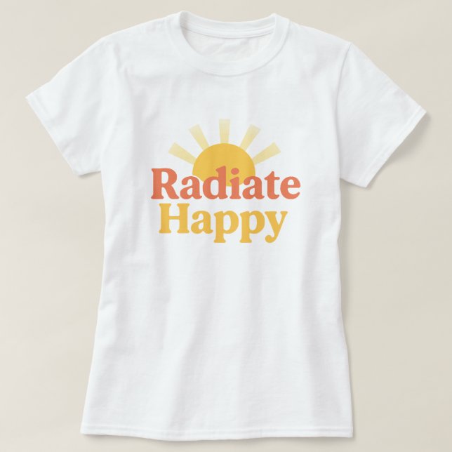 Camiseta Retro Radiate Happy Sunshine Typography (Frente do Design)