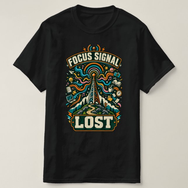 Camiseta Retro Radio Sinal de Foco Perdido (Frente do Design)