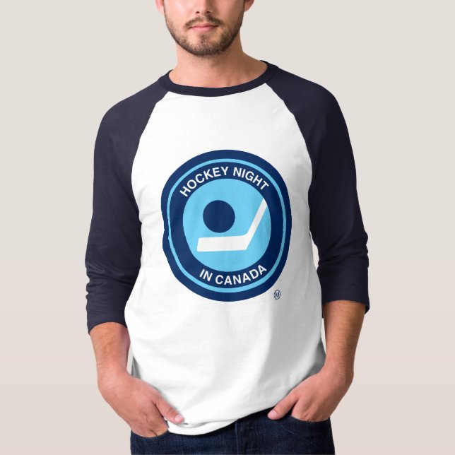 Camiseta Retro Raglan da Noite de Hóquei (Frente)