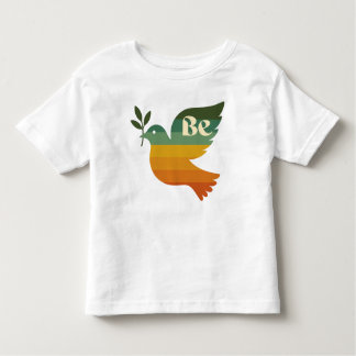 Camiseta Retro Rainbow Be Peace Dove Toddler Tshirt