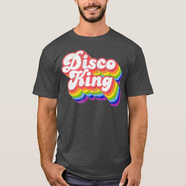 Camiseta Retro Rainbow Disco King 70s (Frente)