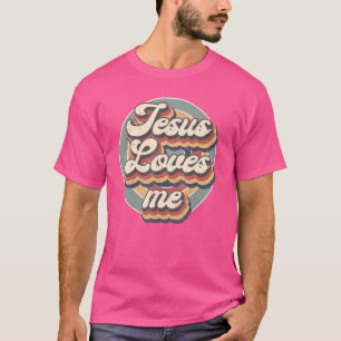 Camiseta Retro Rainbow Jesus me ama religioso cristão L