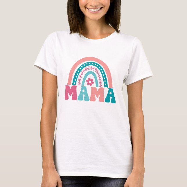Camiseta Retro Rainbow Mama (Frente)
