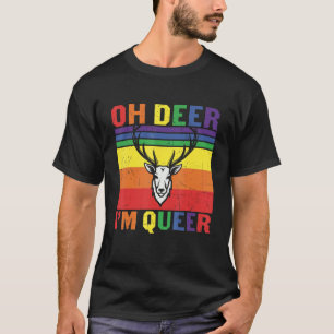 Camiseta Retro Rainbow Oh Deer I'm Queer Lesbian Gay Lgbt