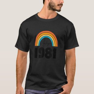 Camiseta Retro Rainbow Vintage 1981 Aniversário De Masculin