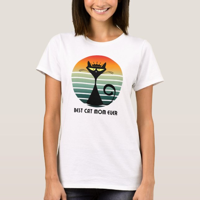 Camiseta Retro Rainha Gata Preta, Presente para Mã (Frente)
