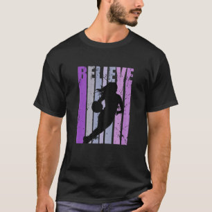 Camiseta Retro Raparigas Basquete Aniversário Sutil Colorid