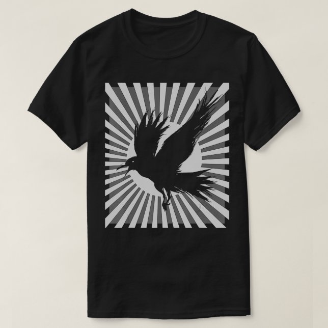 Camiseta Retro Raven - Coroa Negra Japonesa Estética (Frente do Design)