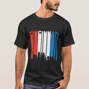 Camiseta Retro Red White Blue Cincinnati Oh Skyline Long Sl