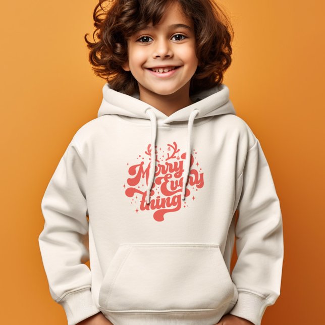 Camiseta Retro Red White Feliz tudo Feliz Natal (Retro Red White Merry everything Merry Christmas Hoodie)