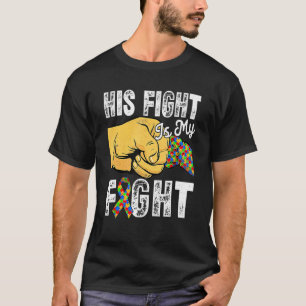 Camiseta Retro Ribbon Puzzle A Luta Dele é Minha Luta Autis