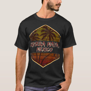 Camiseta Retro Riviera Maya México Palm Árvore Oceânica Sol