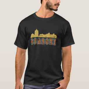 Camiseta Retro Roanoke Silhueta Paisagem Urbana Vintage Roa