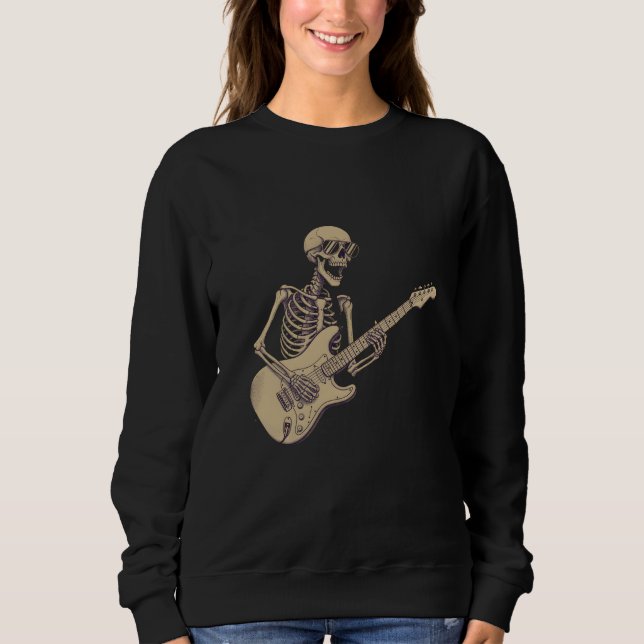 Camiseta Retro Rock Skeleton Guitar Graphic (Frente)