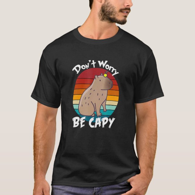 Camiseta Retro Rodent Capybara Não Se Preocupe De Ser Capaz (Frente)