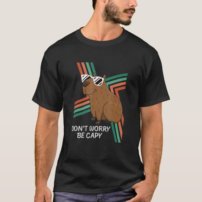 Camiseta Retro Rodent Capybara Não Se Preocupe De Ser Capaz (Frente)