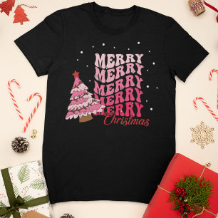 Camiseta Retro Rosa Feliz Natal Feliz