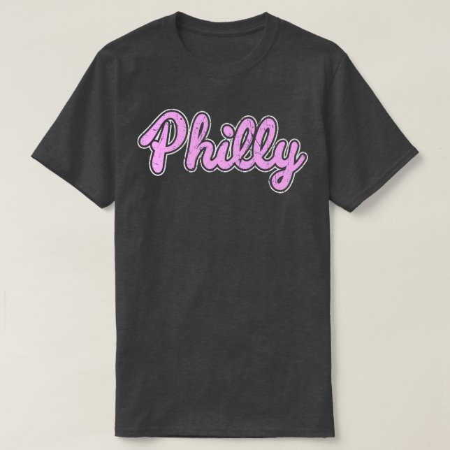 Camiseta Retro-rosa - Letra Philly Script Throwback Filly F (Frente do Design)