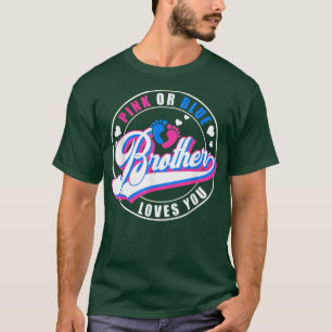 Camiseta Retro Rosa Ou Azul Irmão Te Ama Sexo De Bebê R