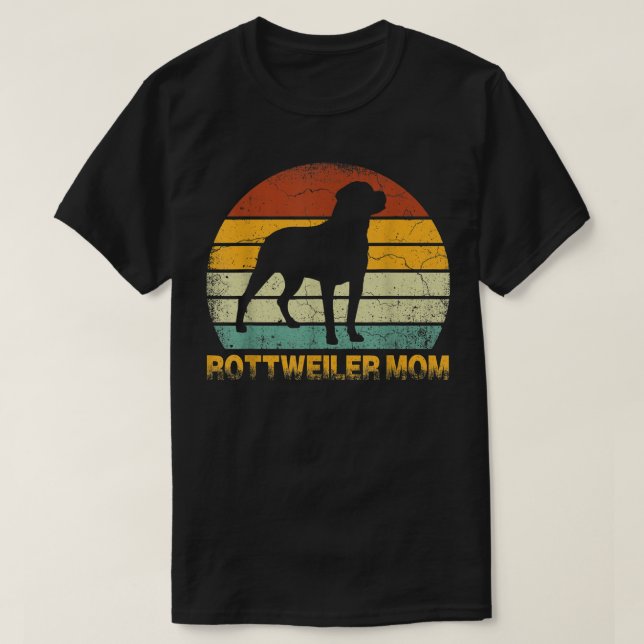 Camiseta Retro Rottweiler Mãe Dono de Cachorro Presente Mãe (Frente do Design)