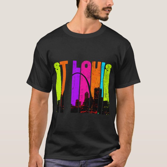 Camiseta Retro Rua Louis Missouri Cityscape Skyline (Frente)