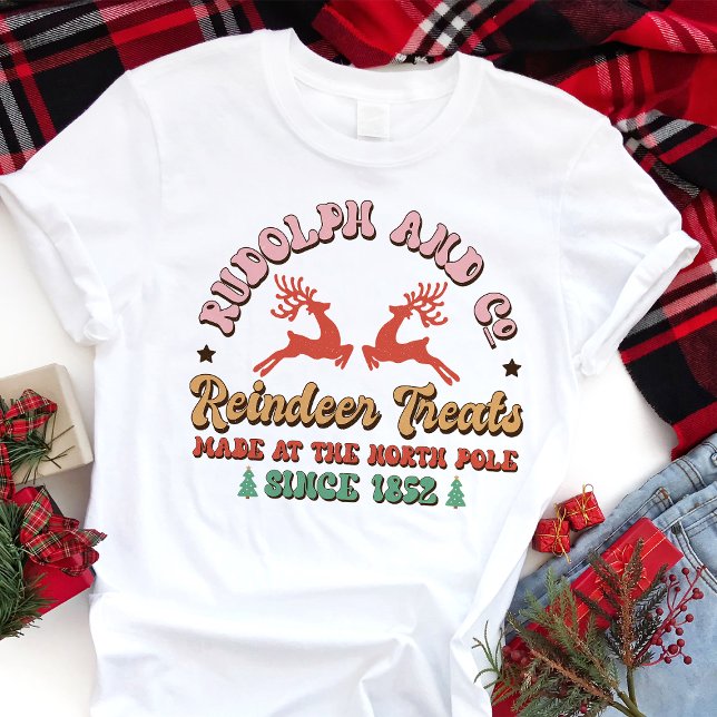 Camiseta Retro Rudolph e Co. Reindeer tratam o Natal (Criador carregado)