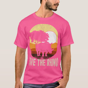 Camiseta Retro Safari Animal Save The Rhino